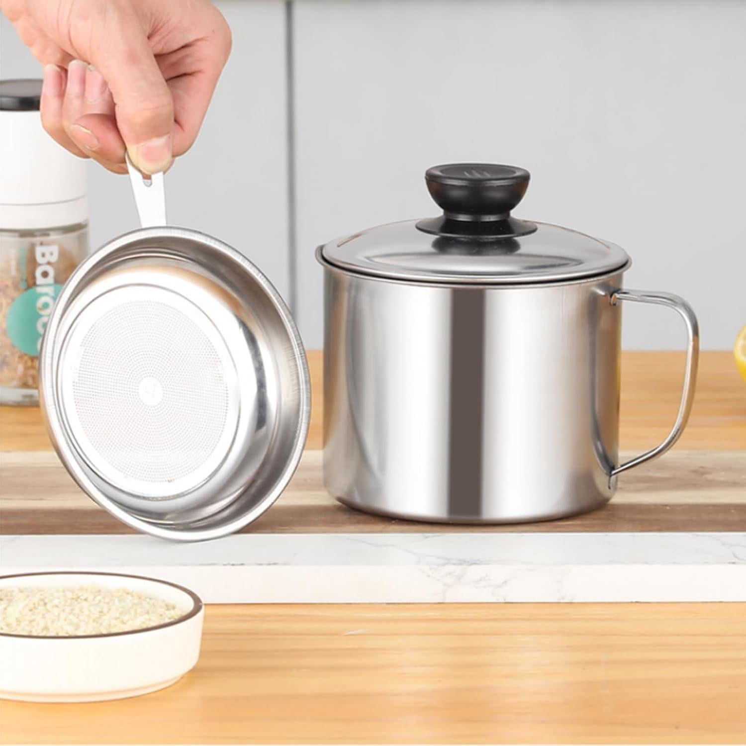 Lata de Almacenamiento de Aceite de Cocina ATRDTO 11.94 cm Acero Inoxidable