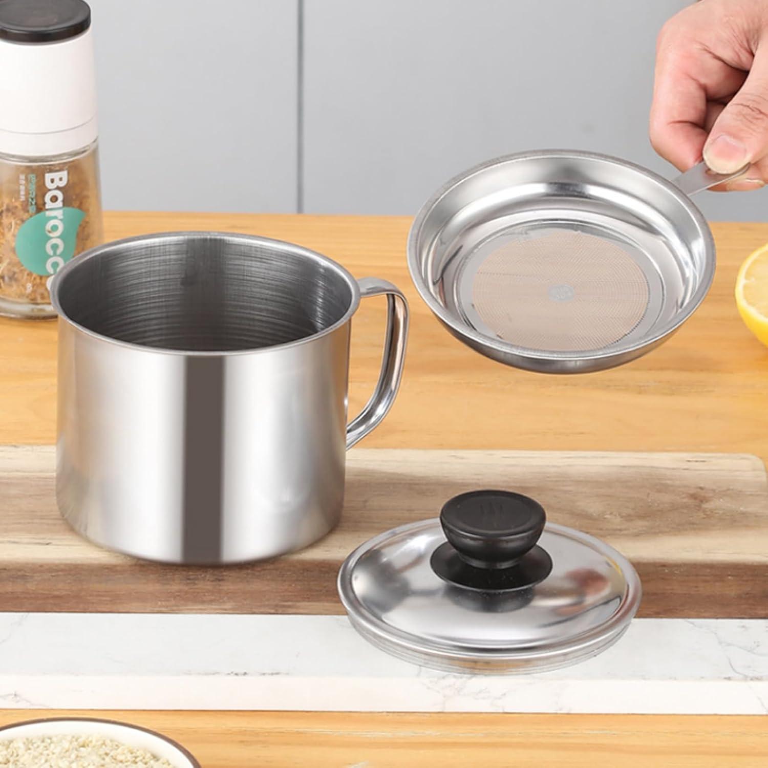 Lata de Almacenamiento de Aceite de Cocina ATRDTO 11.94 cm Acero Inoxidable