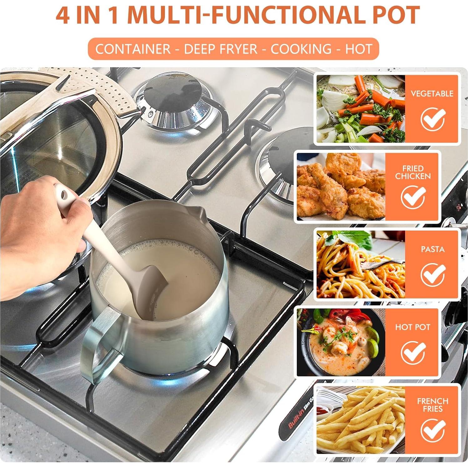 Olla filtradora de aceite Oxydrily 2L acero inoxidable multifuncional