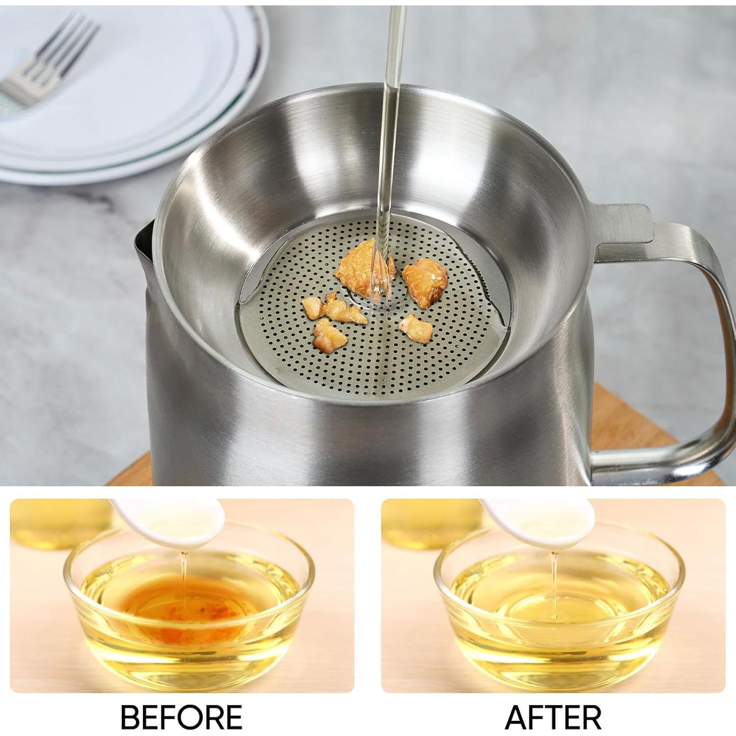 Contenedor de Aceite 1.5L Fijinhom Acero Inoxidable 304 con Colador