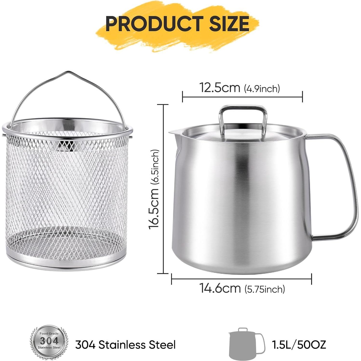 Contenedor de Aceite 1.5L Fijinhom Acero Inoxidable 304 con Colador