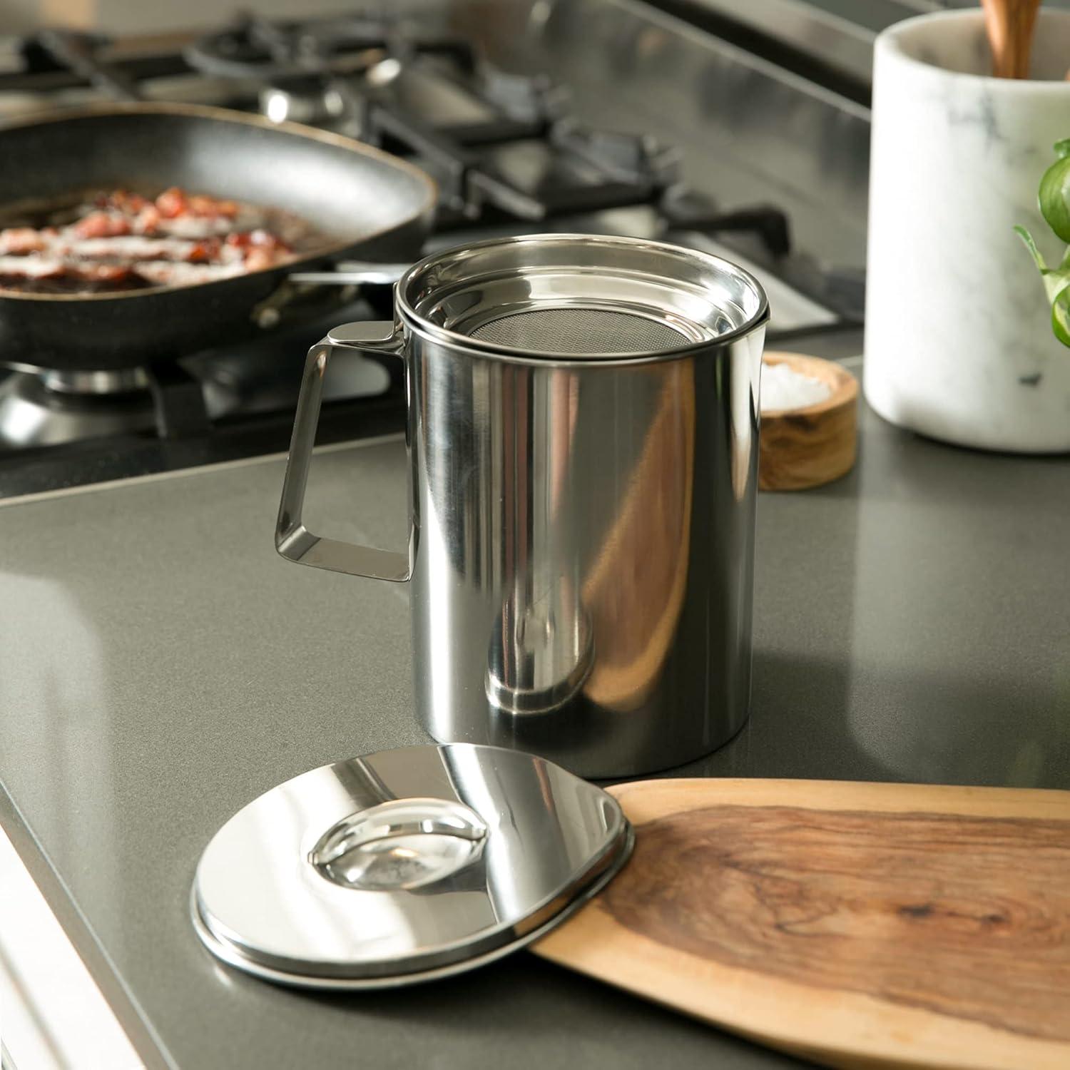 Recipiente para Grasa de Cocina RSVP 6 Tazas Acero Inoxidable