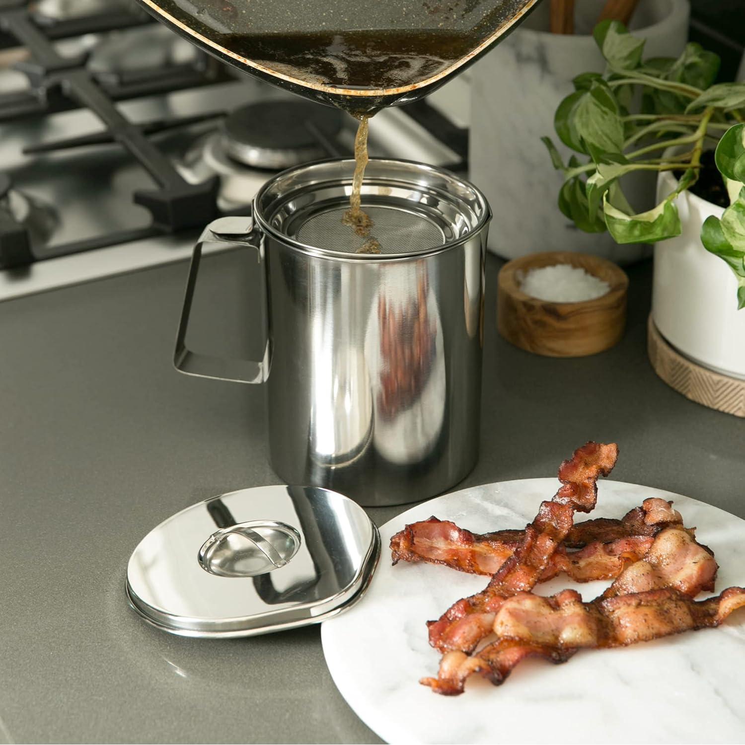 Recipiente para Grasa de Cocina RSVP 6 Tazas Acero Inoxidable