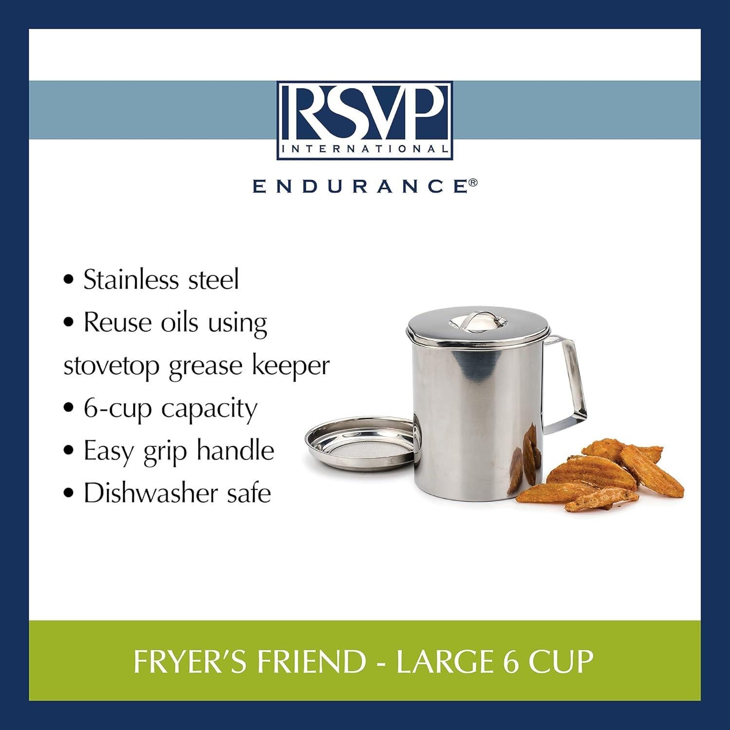 Recipiente para Grasa de Cocina RSVP 6 Tazas Acero Inoxidable