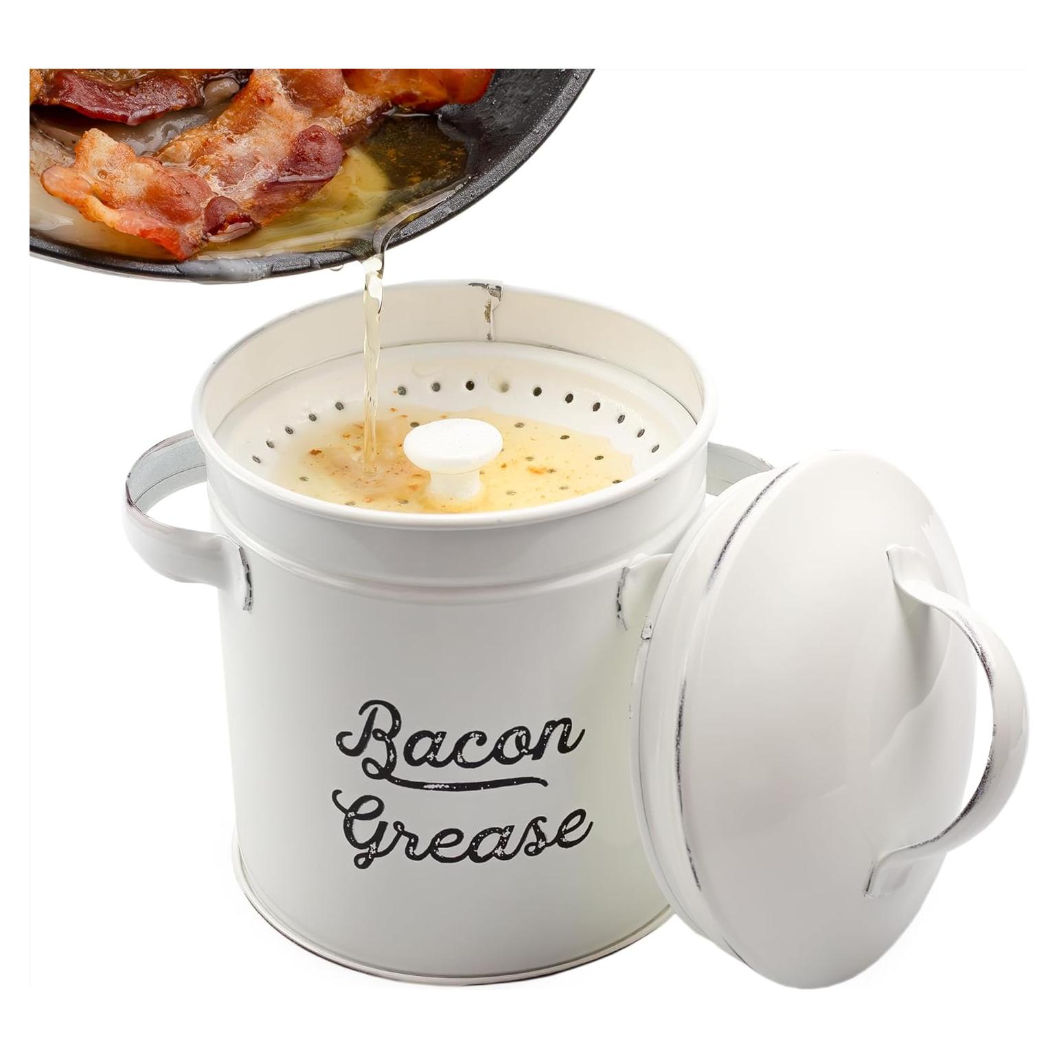 Contenedor de Grasa AuldHome Design Blanco 0.77L con Colador