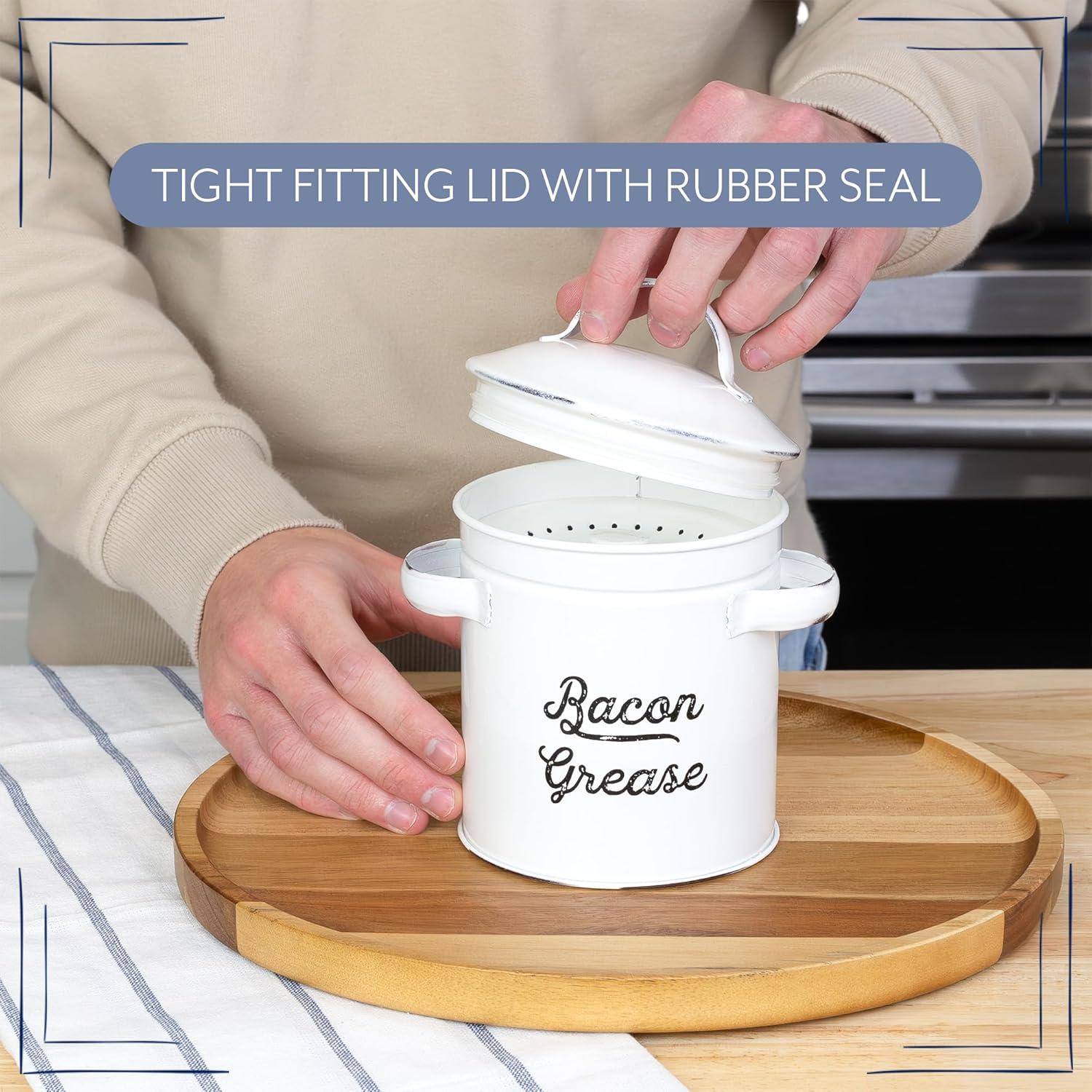 Contenedor de Grasa AuldHome Design Blanco 0.77L con Colador