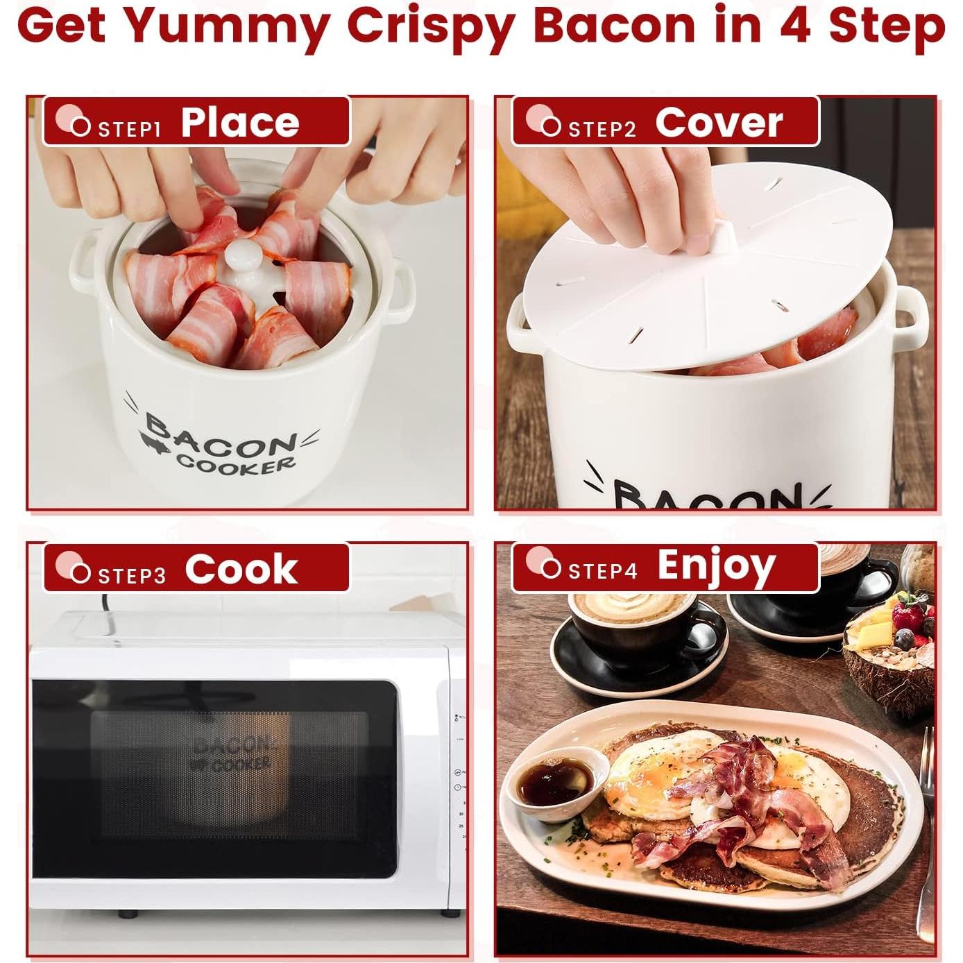 Cocinero de tocino de cerámica SOLIGT para microondas 1.47 kg