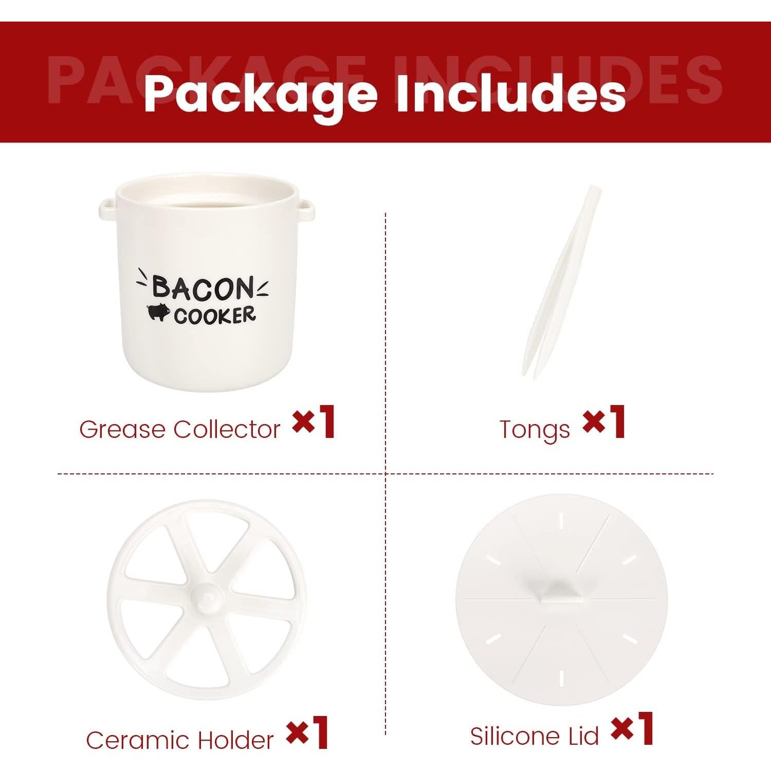 Cocinero de tocino de cerámica SOLIGT para microondas 1.47 kg