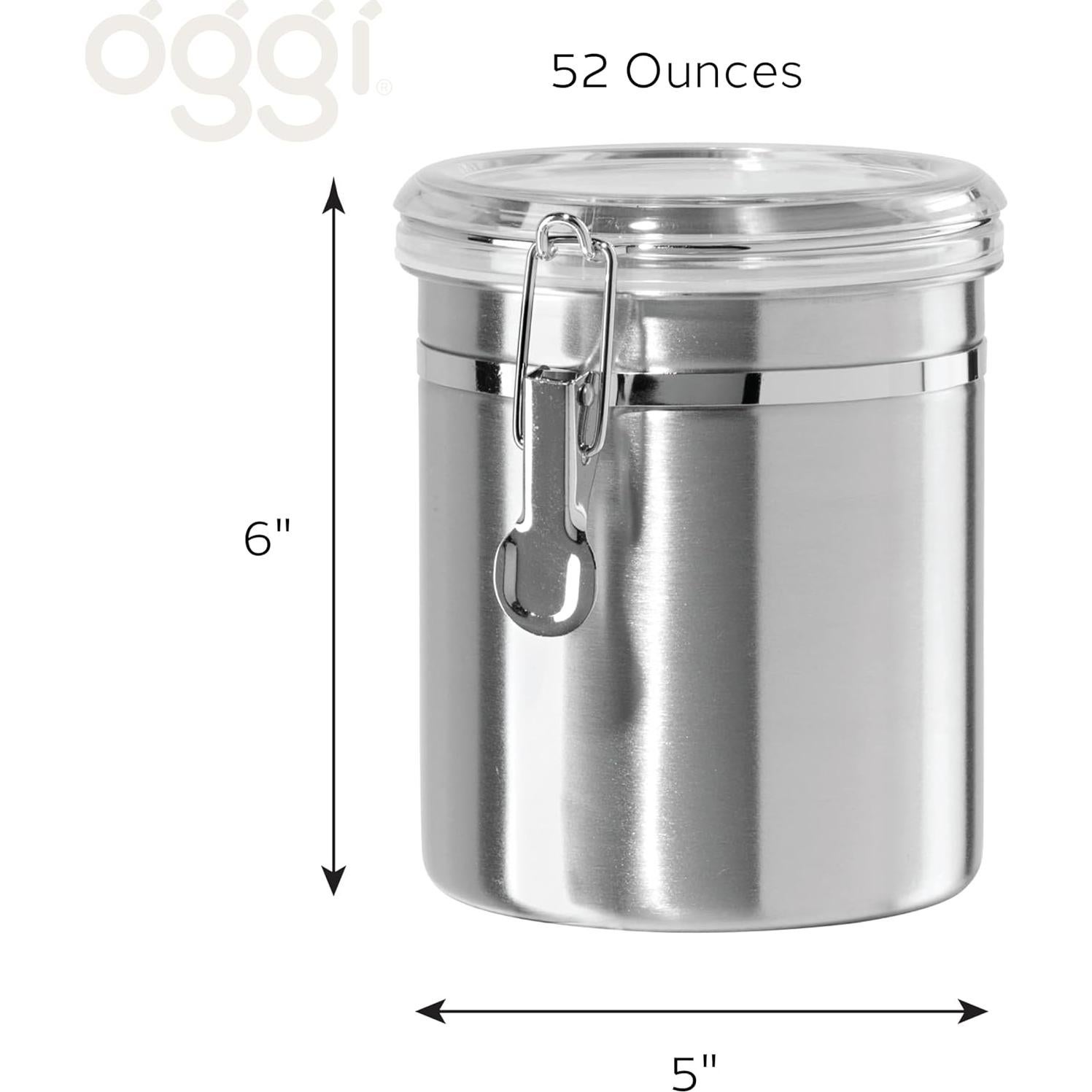 Recipiente Hermético OGGI Acero Inoxidable 1.4 L Tapa Transparente