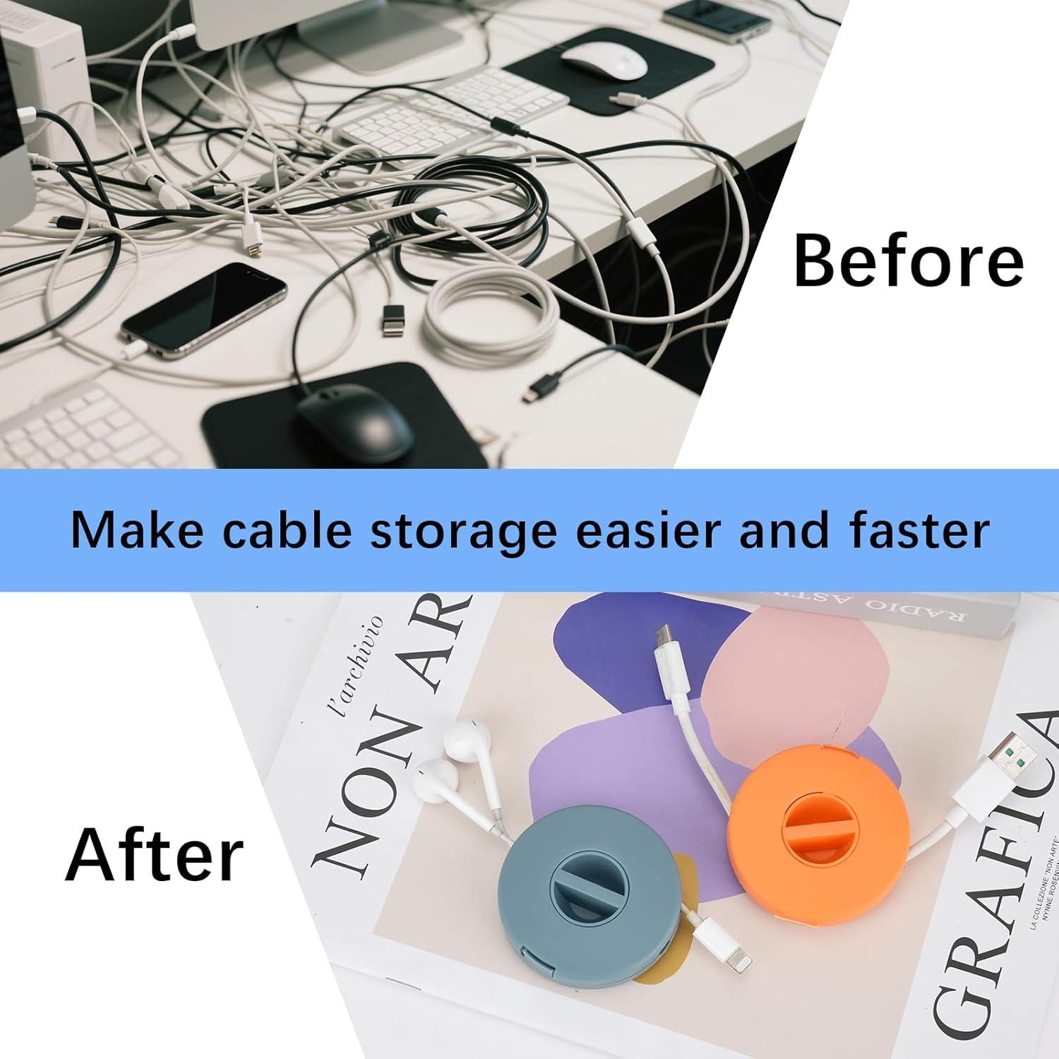 9 Organizadores de Cables Redondos FHUIEWRY - 3 Colores