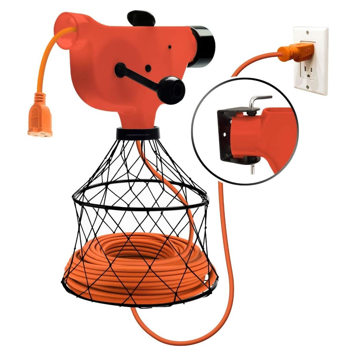 Enrollador de Cable de Extensión Chromex Naranja 150 pies