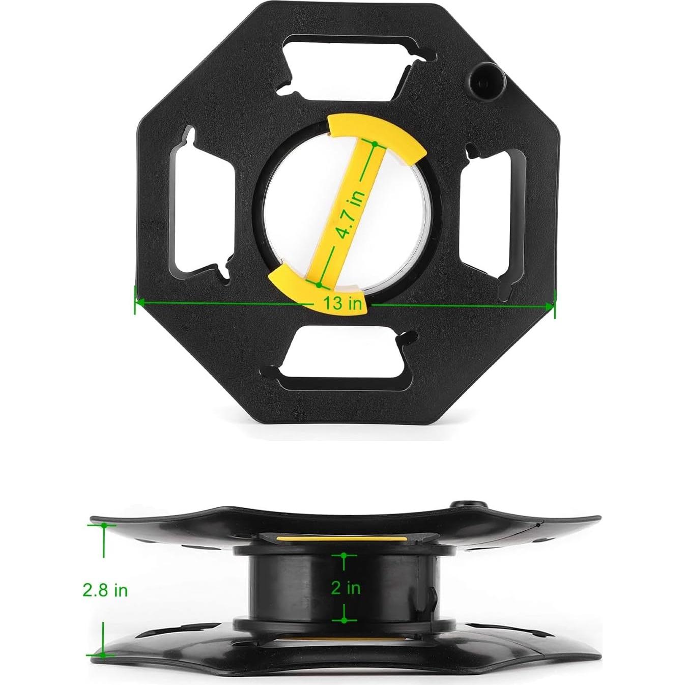 Carrete Organizador de Cables Manual HolaKit 25m Negro/Amarillo