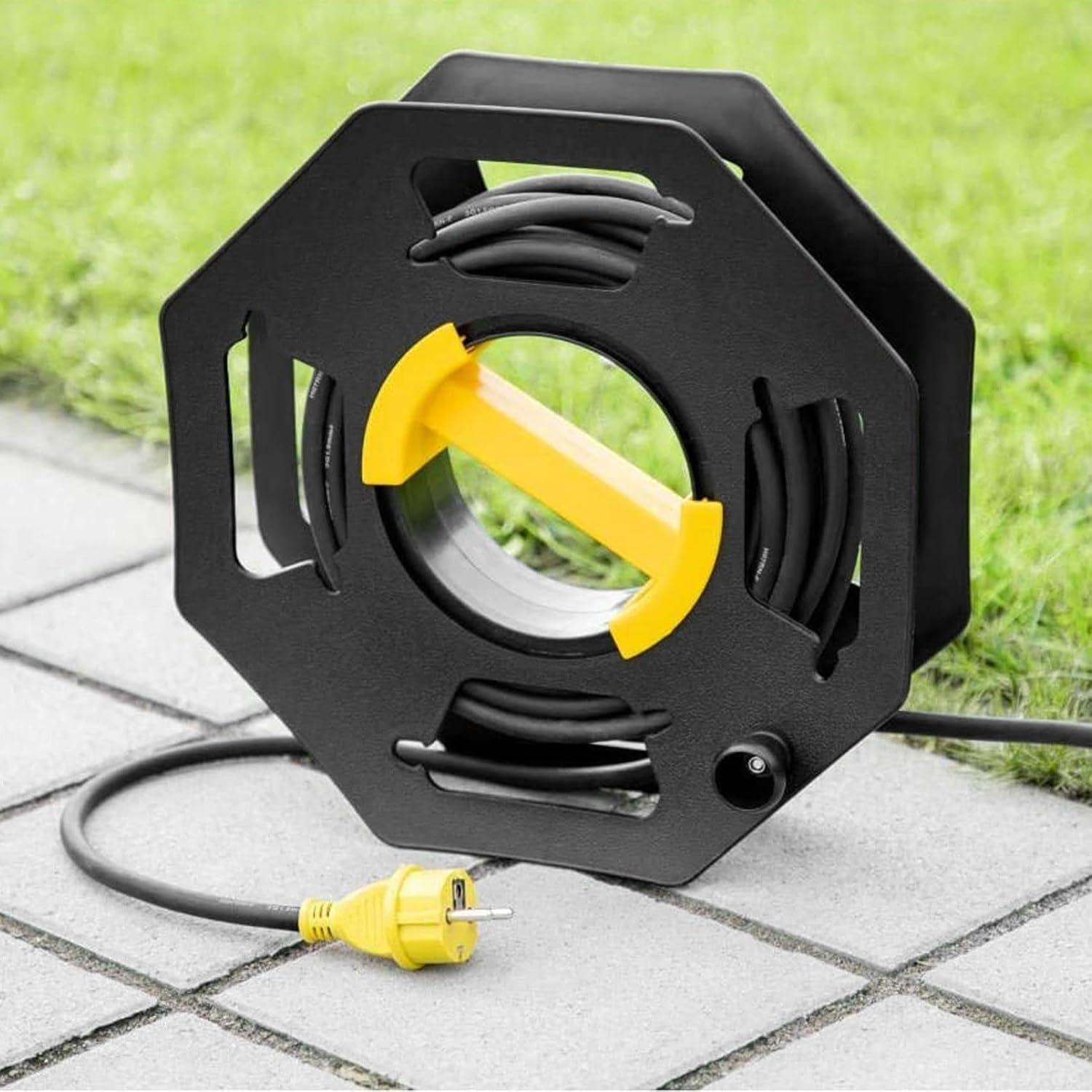 Carrete Organizador de Cables Manual HolaKit 25m Negro/Amarillo