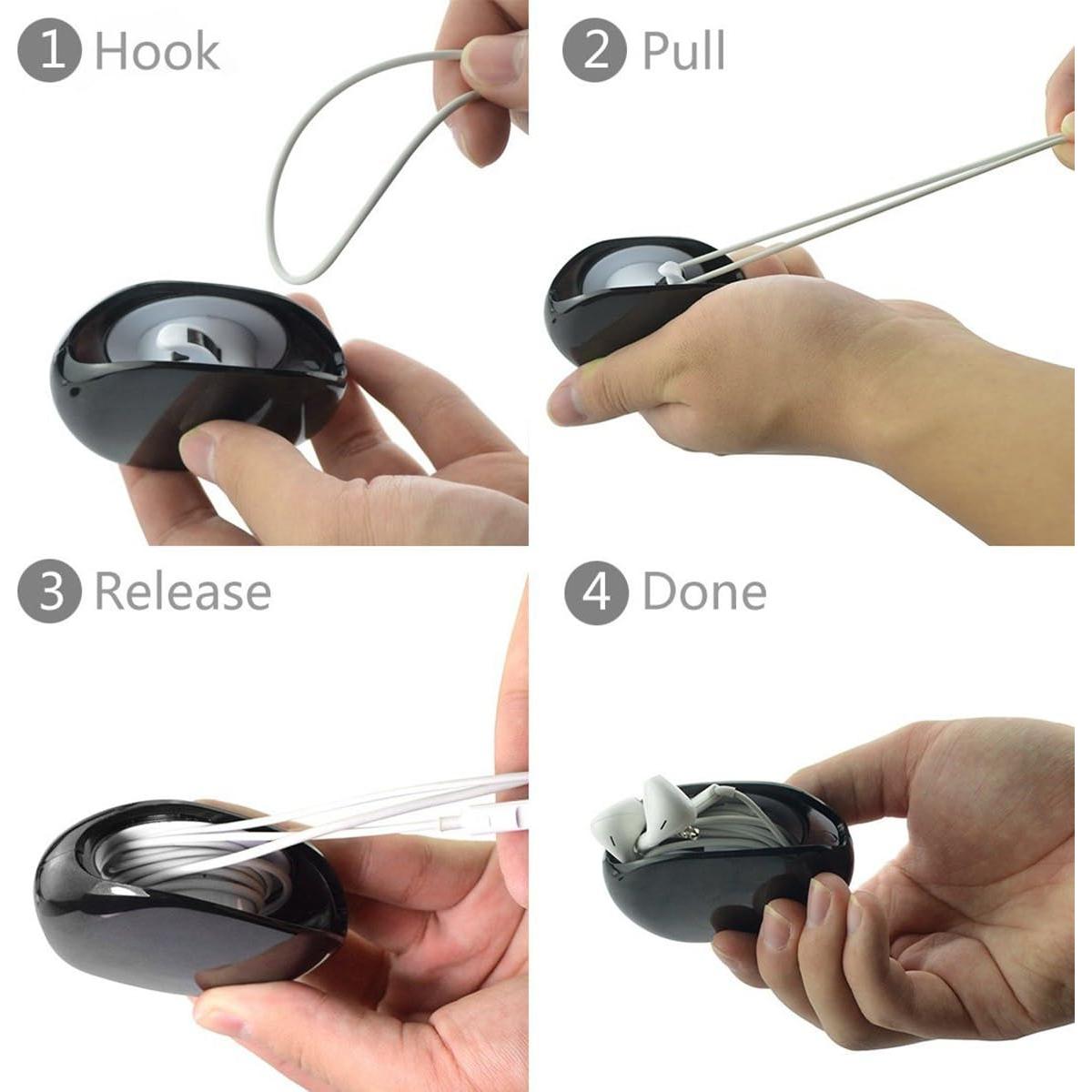 Enrollador Automático de Cables Stargoldenbell Negro Compacto