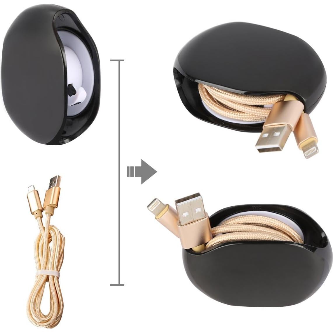 Enrollador Automático de Cables Stargoldenbell Negro Compacto