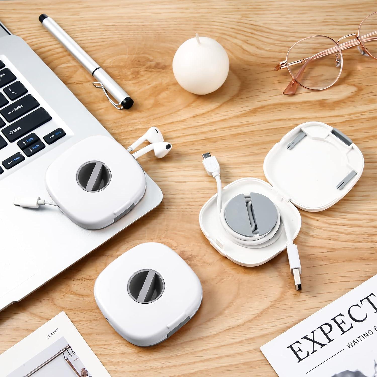 Organizador de Cables Retráctil Flutesan 6 Piezas Blanco