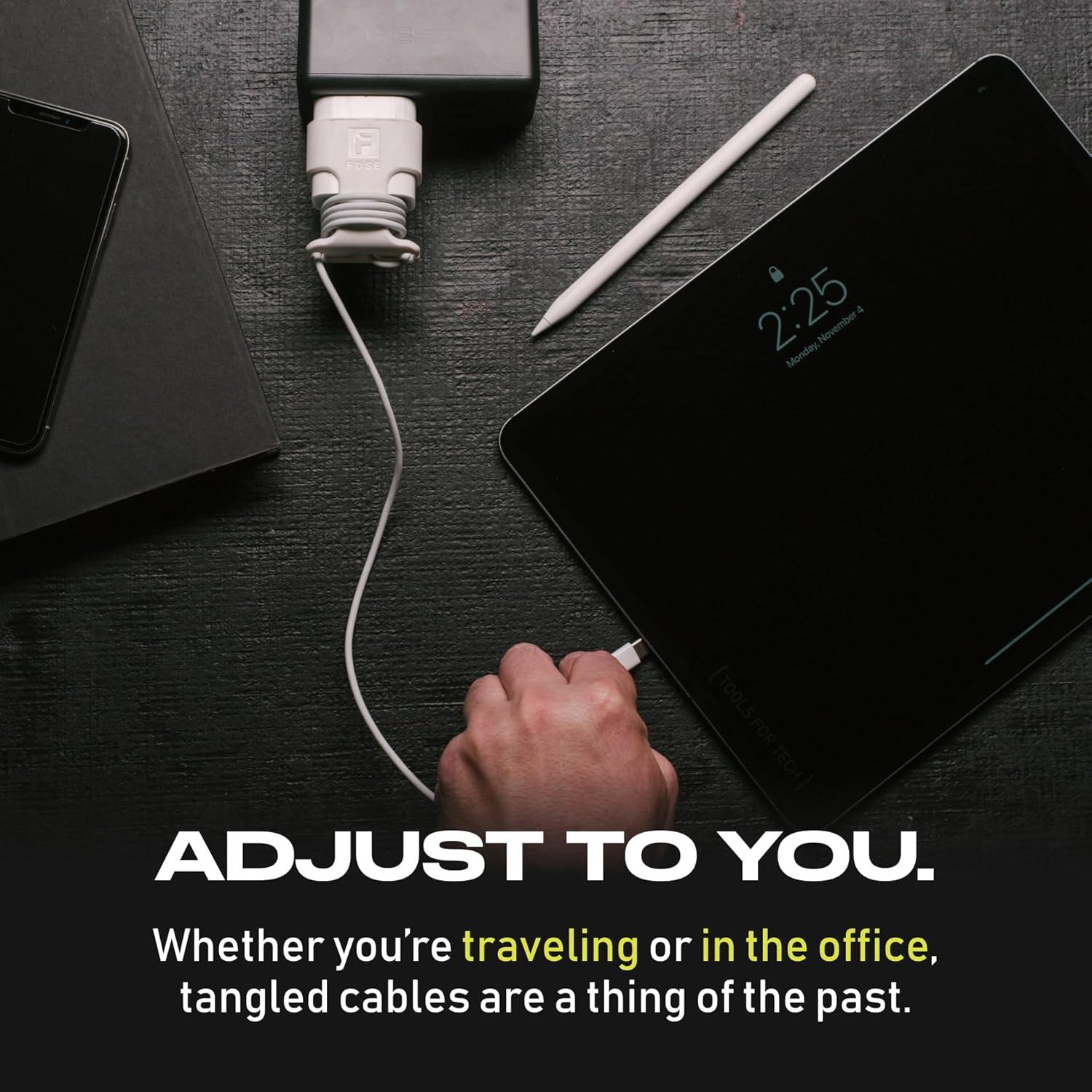 Enrollador de Cargador USB-C Fuse Reel Snap Back 20W Blanco