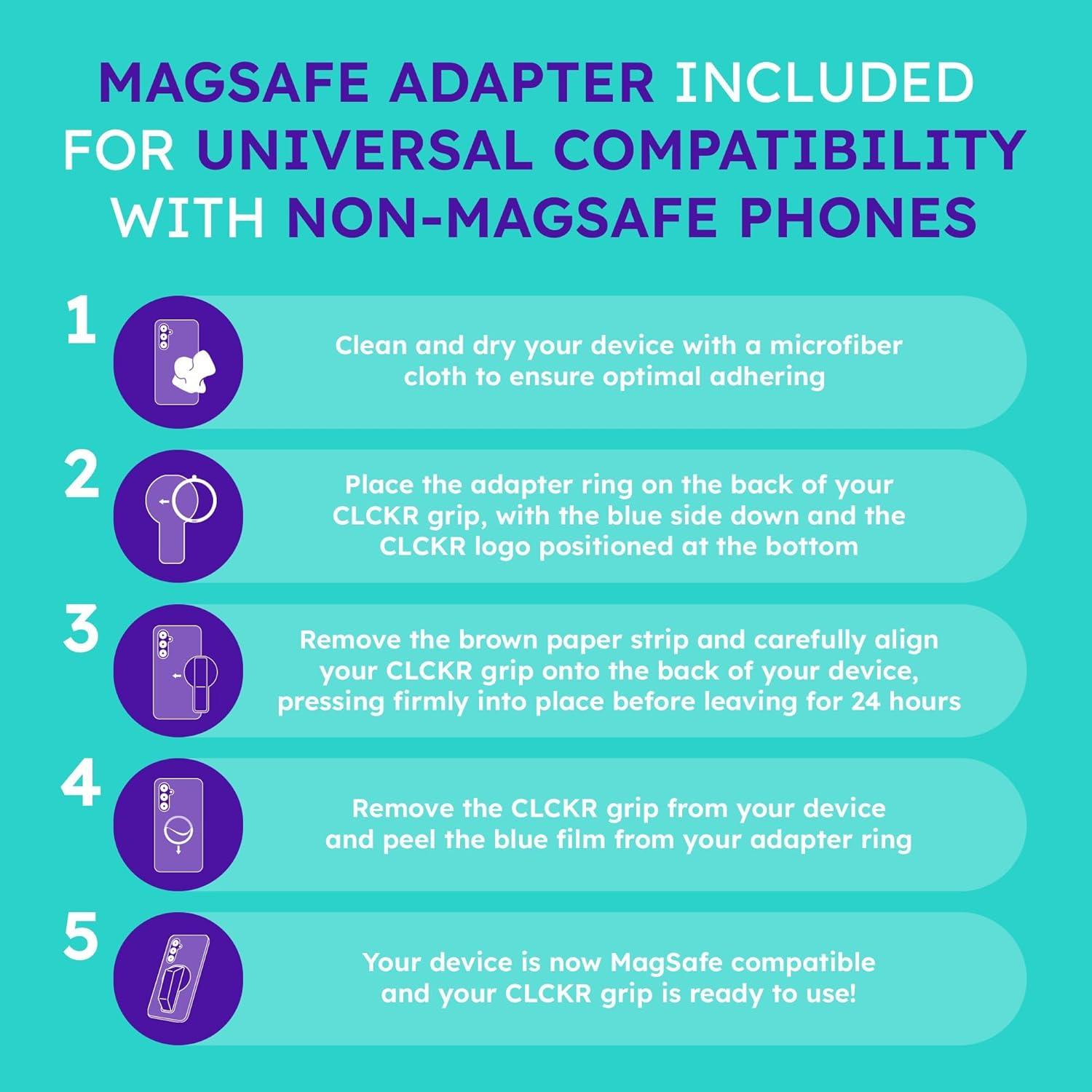 Agarre MagSafe CLCKR Lila para iPhone y Samsung