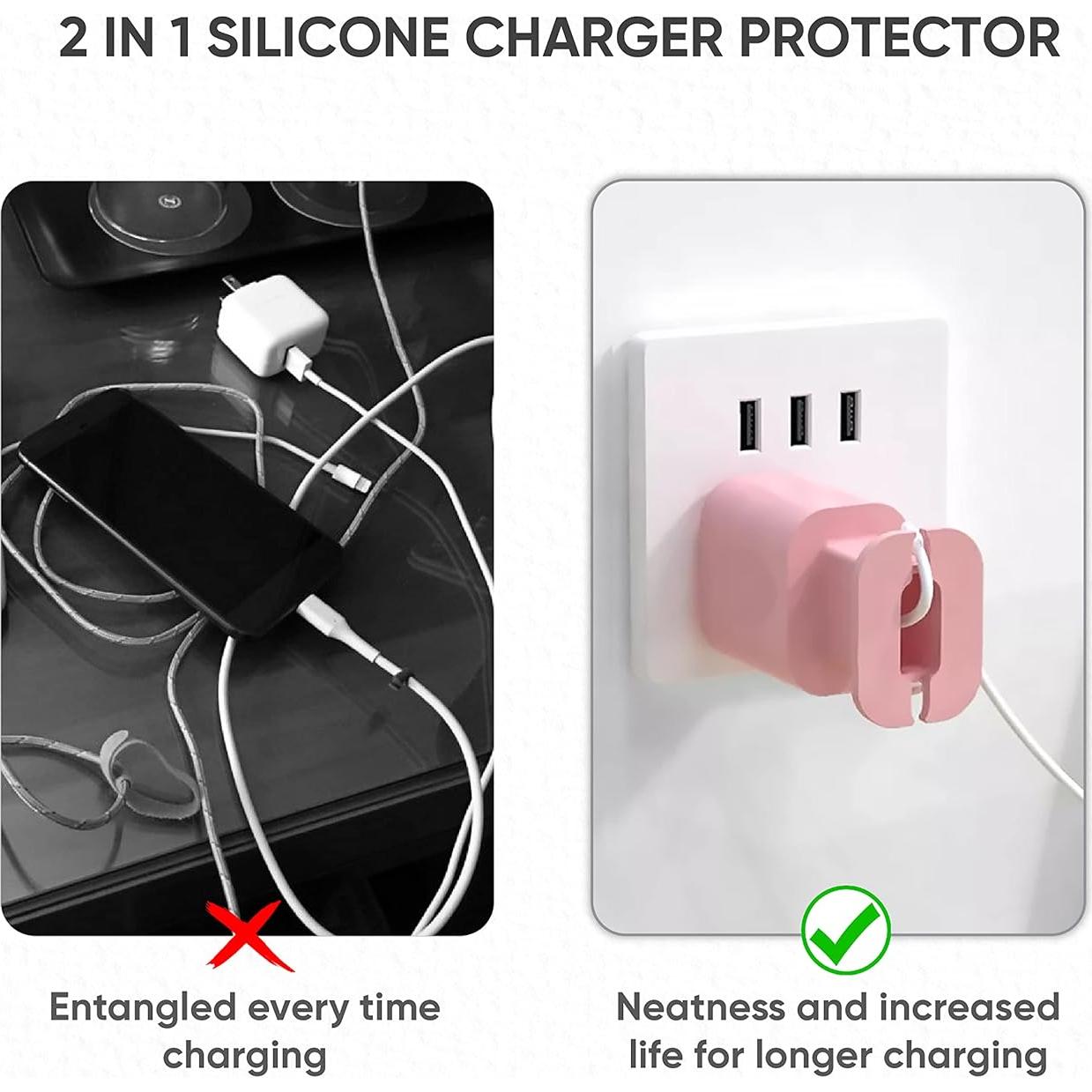 Paquete de 4 Protectores de Cargador de Silicona 2 en 1 365Home