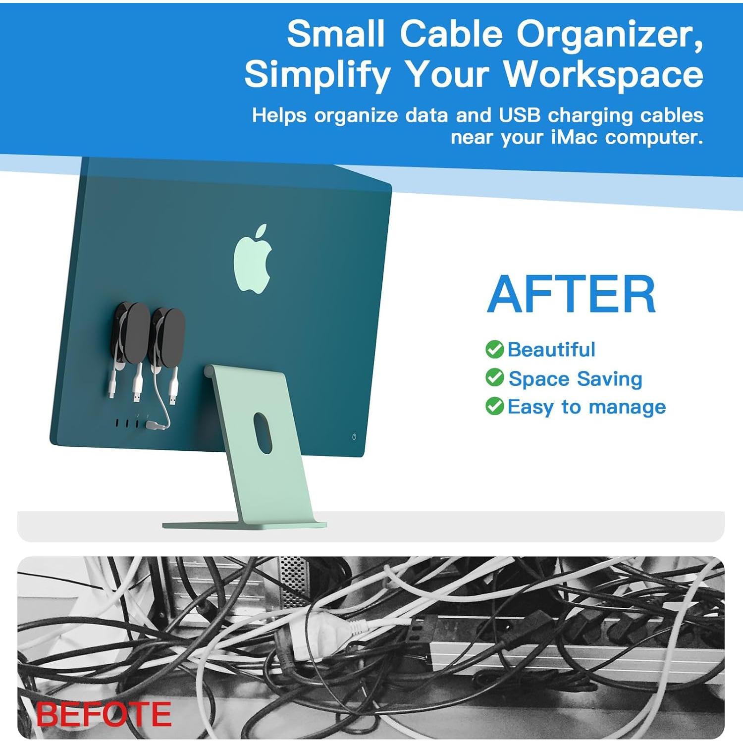 Organizador de Cable USB CaSZLUTION 2 PCS Acrílico Negro