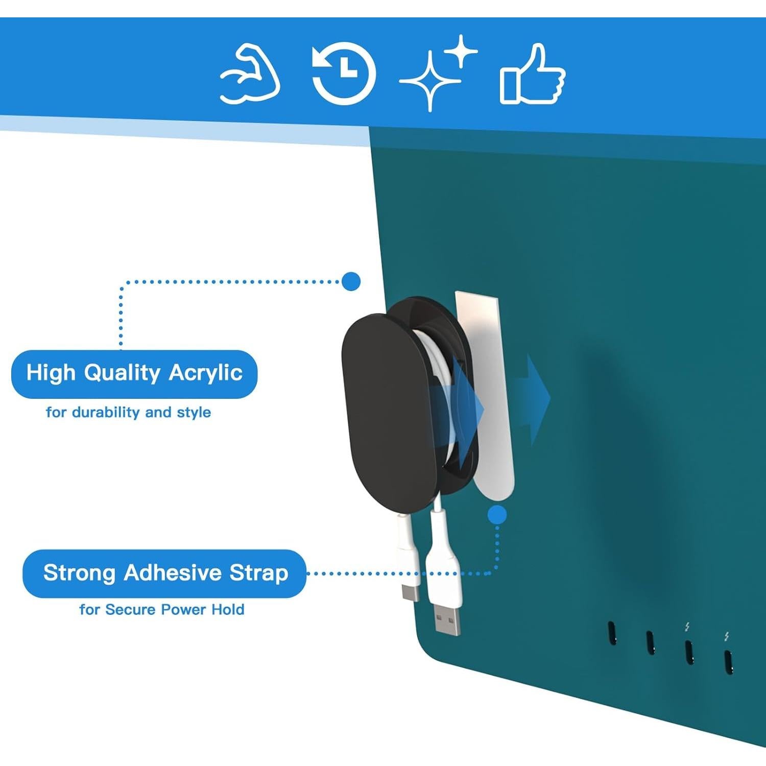 Organizador de Cable USB CaSZLUTION 2 PCS Acrílico Negro