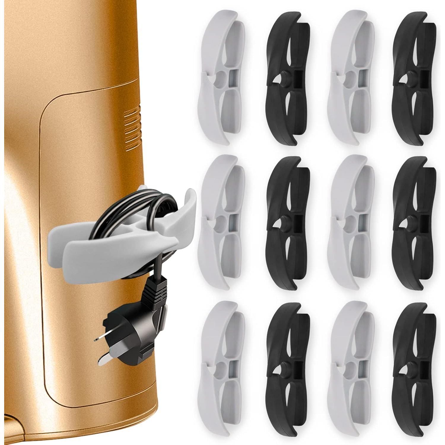 Organizador de Cables de Cocina IUULOB - 12 Paquete Negro y Gris