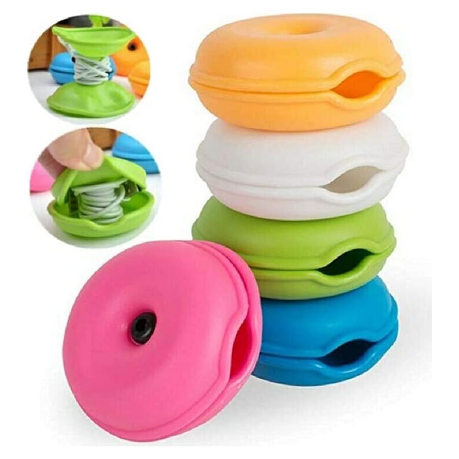 Paquete de 5 Organizadores de Cables Tortuga Multicolor 7x3cm