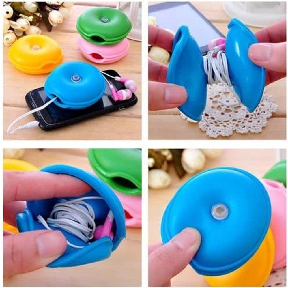 Paquete de 5 Organizadores de Cables Tortuga Multicolor 7x3cm