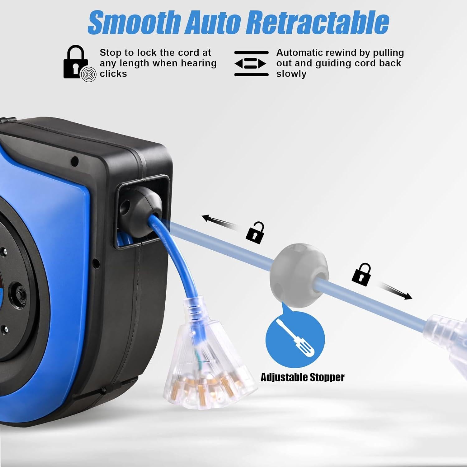 Carrete de Cable de Extensión Retráctil SURAIELEC 18.3 m 12 AWG