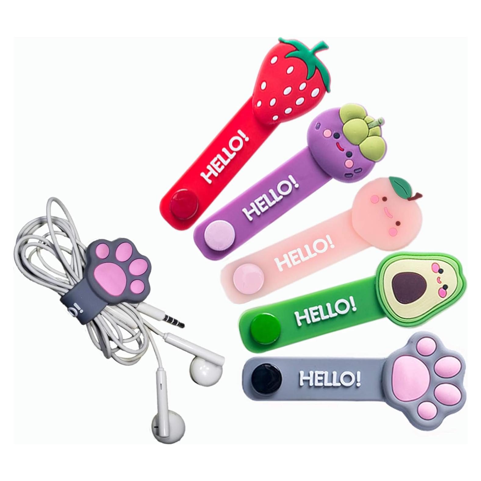 Organizador de Cables en Silicona Novo Tee - 5 Piezas Fruta