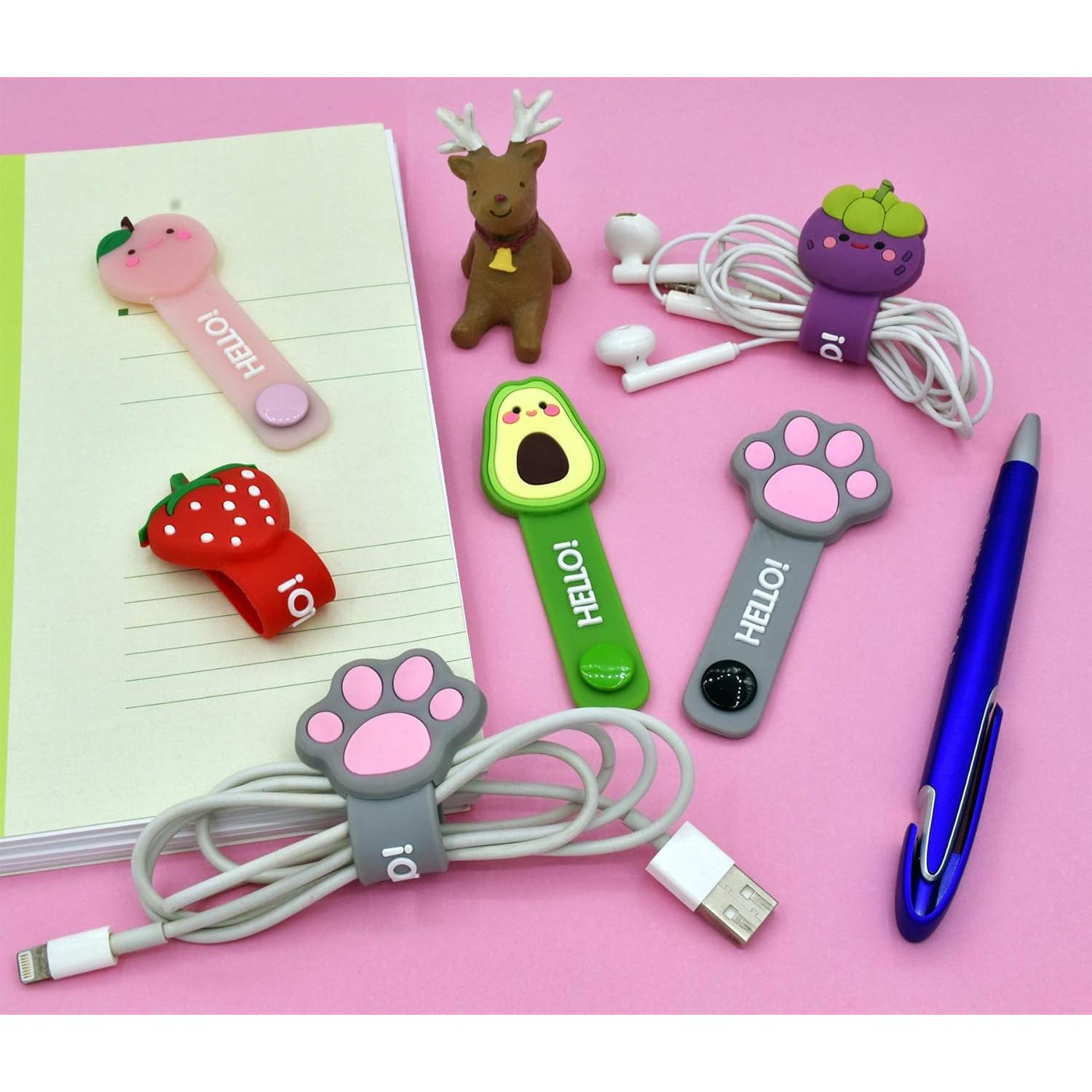 Organizador de Cables en Silicona Novo Tee - 5 Piezas Fruta