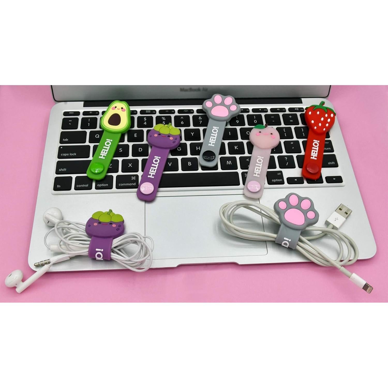 Organizador de Cables en Silicona Novo Tee - 5 Piezas Fruta