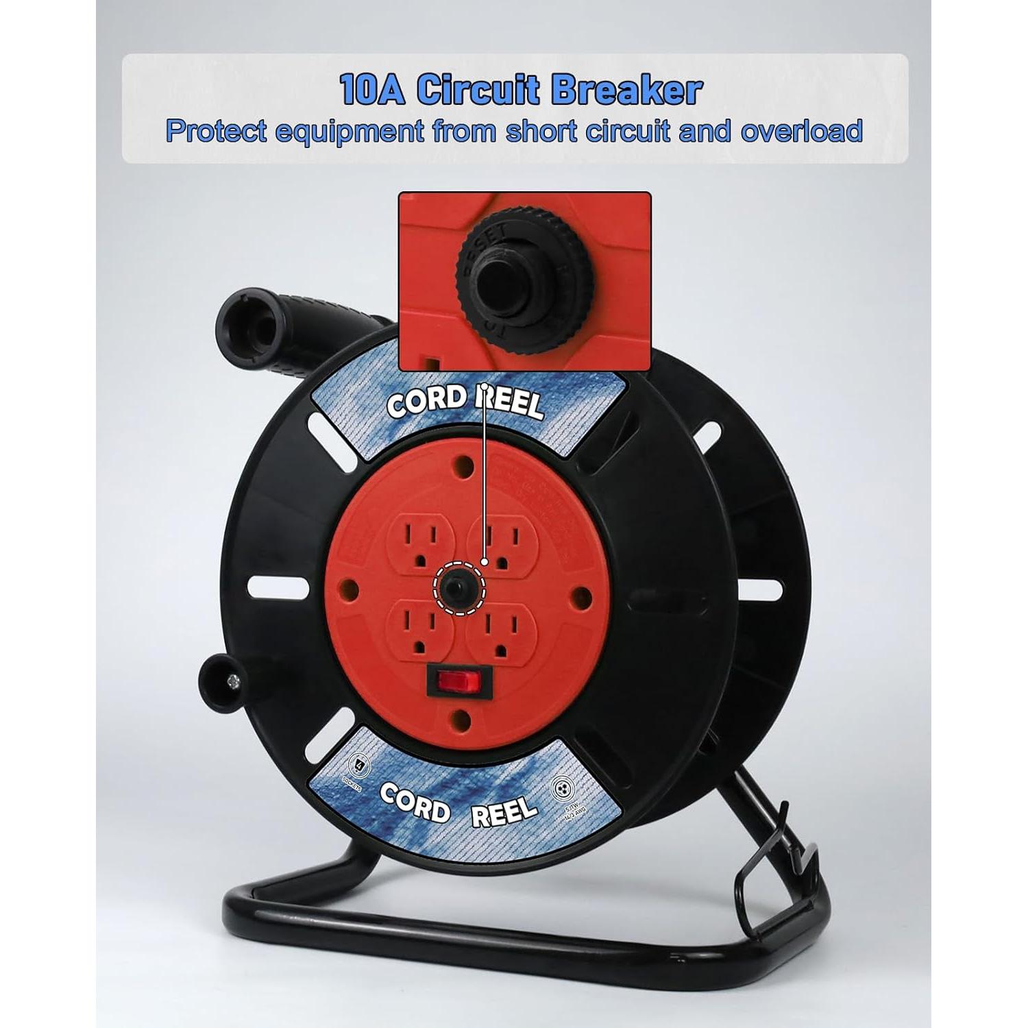 Carrete de Almacenamiento de Cables Zorky 30.48m Rojo