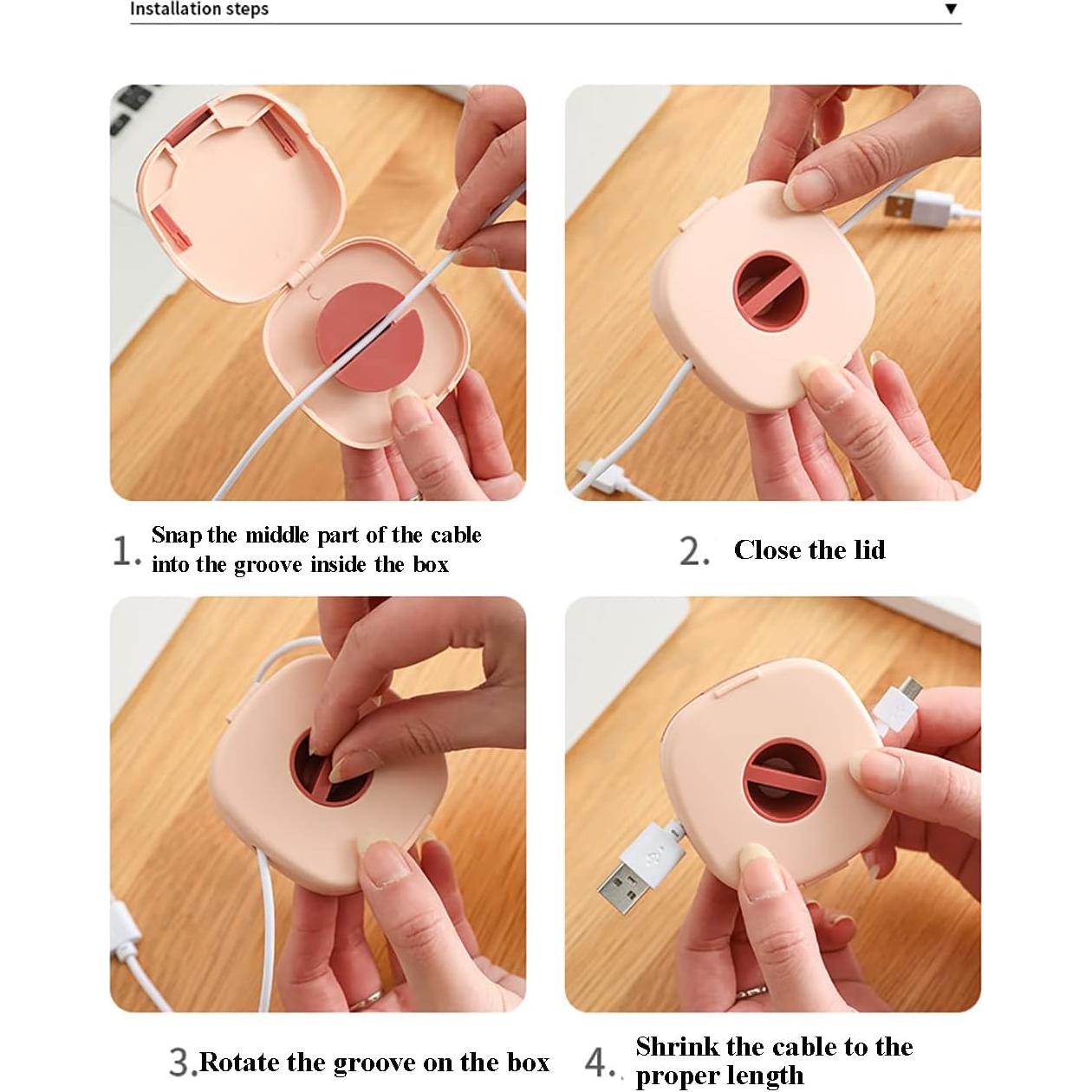 Organizador de Cable Retráctil Mini 4 PCS + 8 Protectores de Silicona