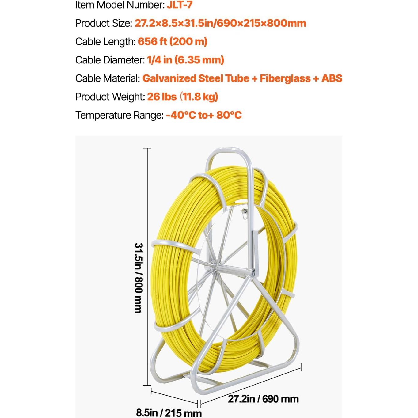 Cinta de Ducto de Fibra de Vidrio VEVOR 200 m x 6.35 mm