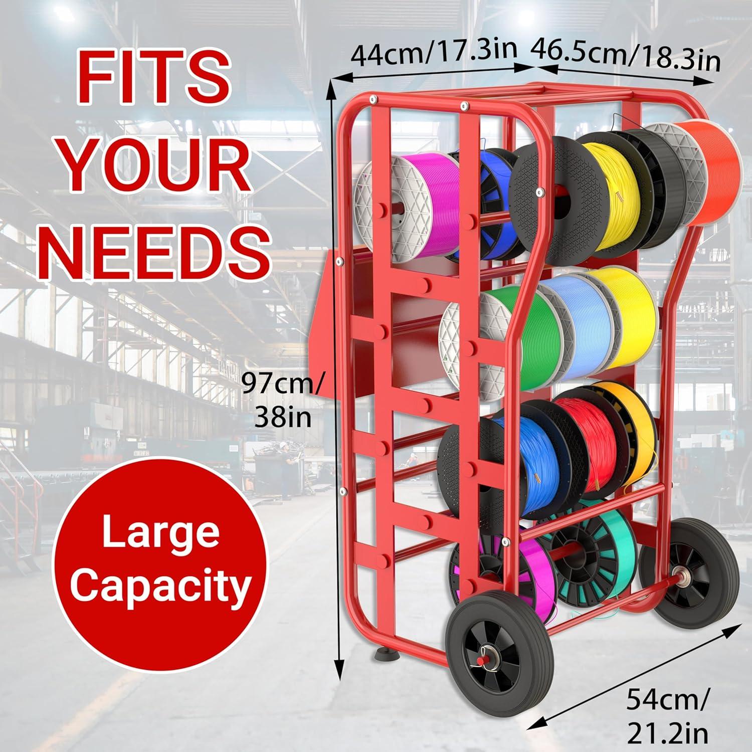 Soporte para Bobinas de Cable Tredre Rojo 226.8 kg con Ruedas