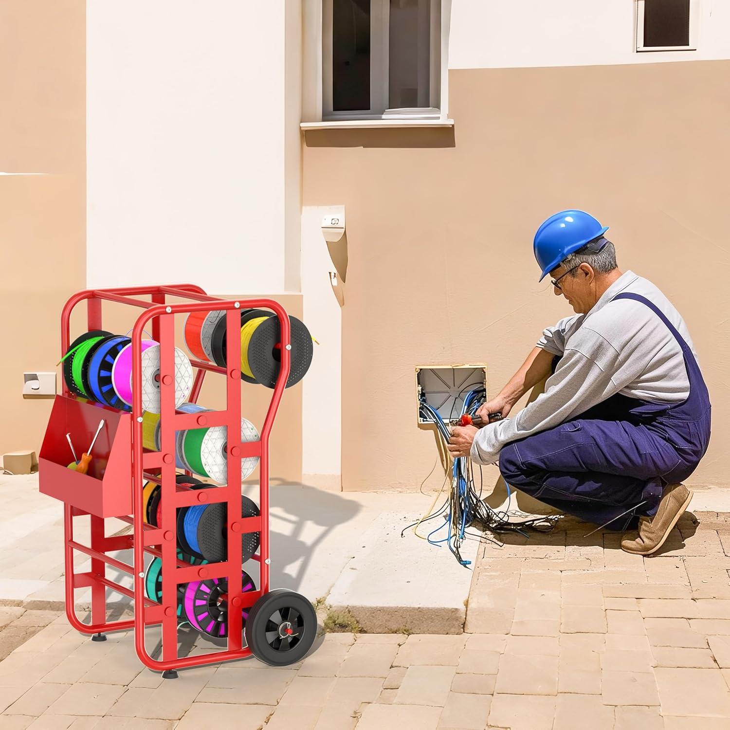 Soporte para Bobinas de Cable Tredre Rojo 226.8 kg con Ruedas