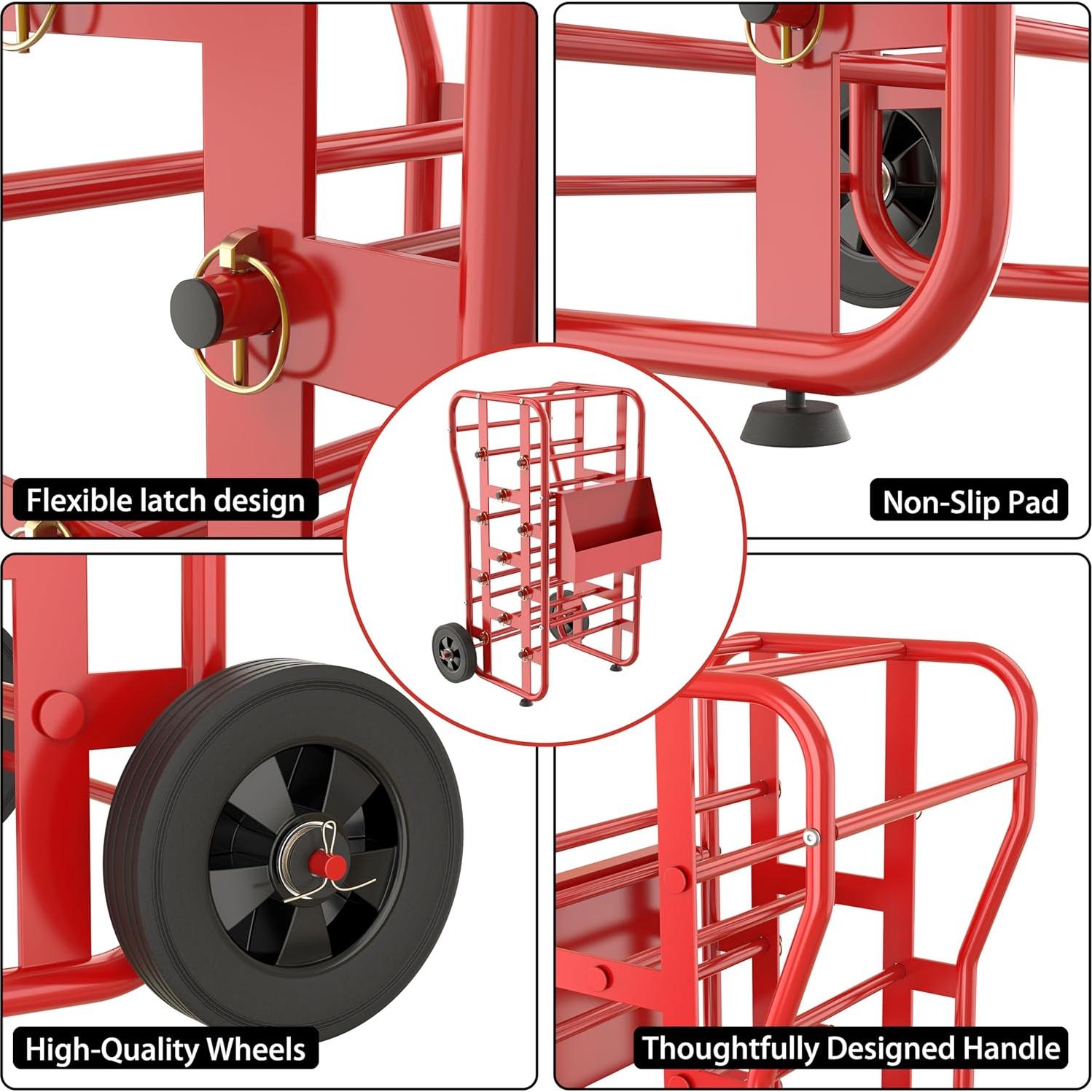 Soporte para Bobinas de Cable Tredre Rojo 226.8 kg con Ruedas