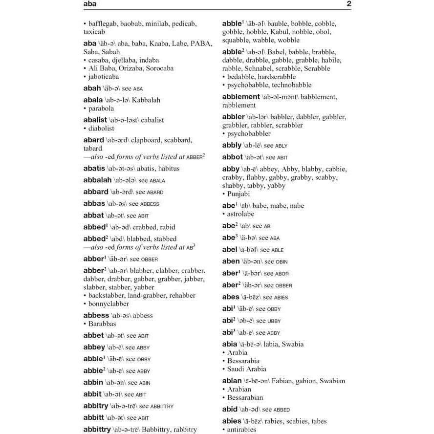 Merriam-Webster's Rhyming Dictionary, Second Edition, Trade Paperback