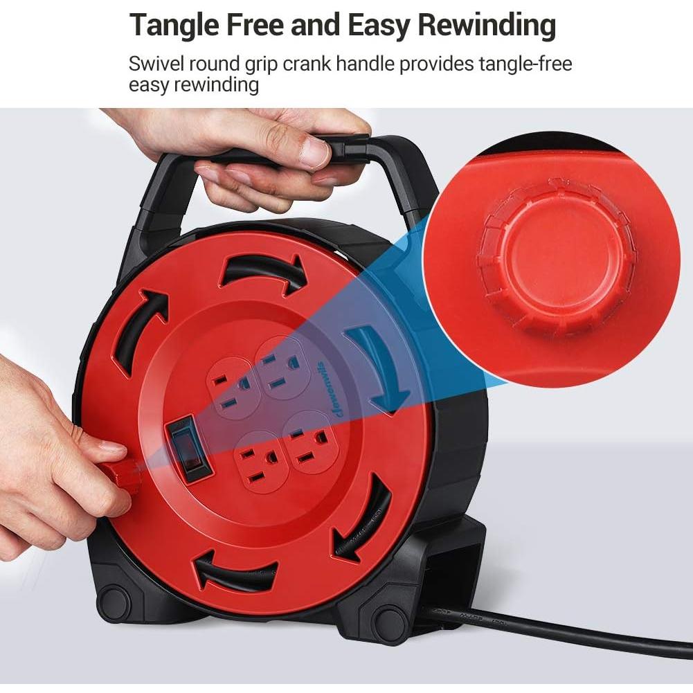 Carrete de Cable de Extensión DEWENWILS 9.14m 4 Salidas 13A