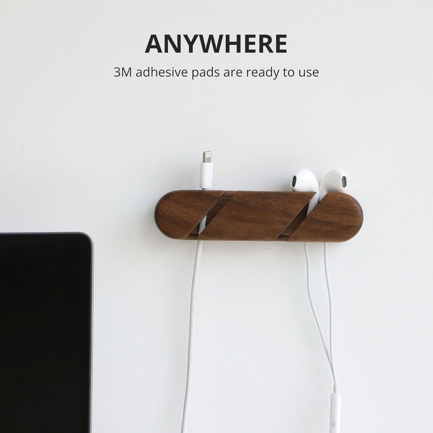 Clips de Cable Muso Wood de Nogal - Organizador de Escritorio