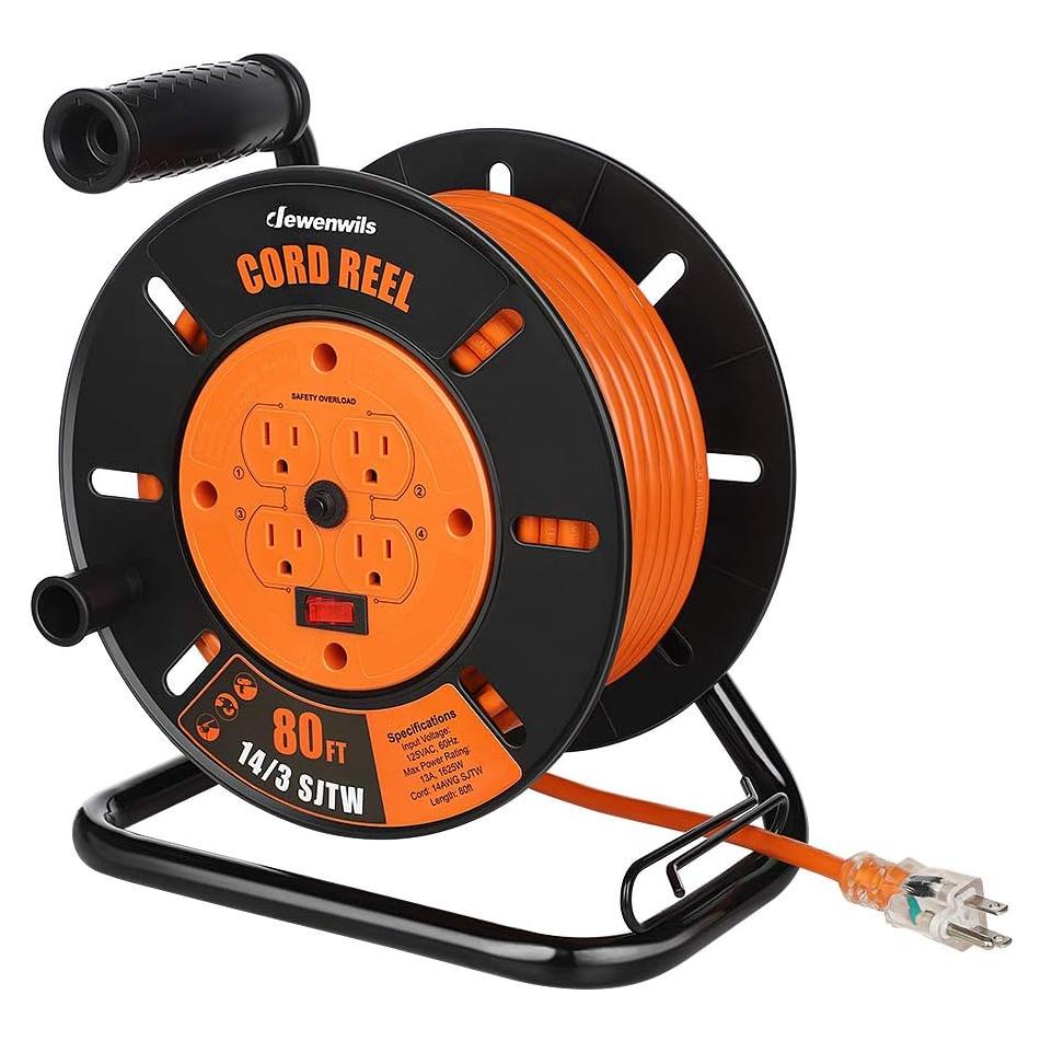 Carrete de Cable Retráctil DEWENWILS 24.38m 13A 4 Salidas