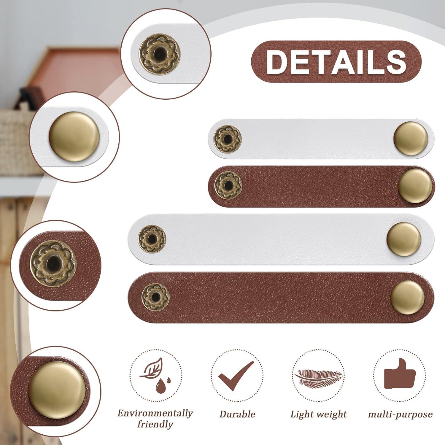 52 Piezas Organizador de Cables Weewooday Cuero PU Beige Marrón