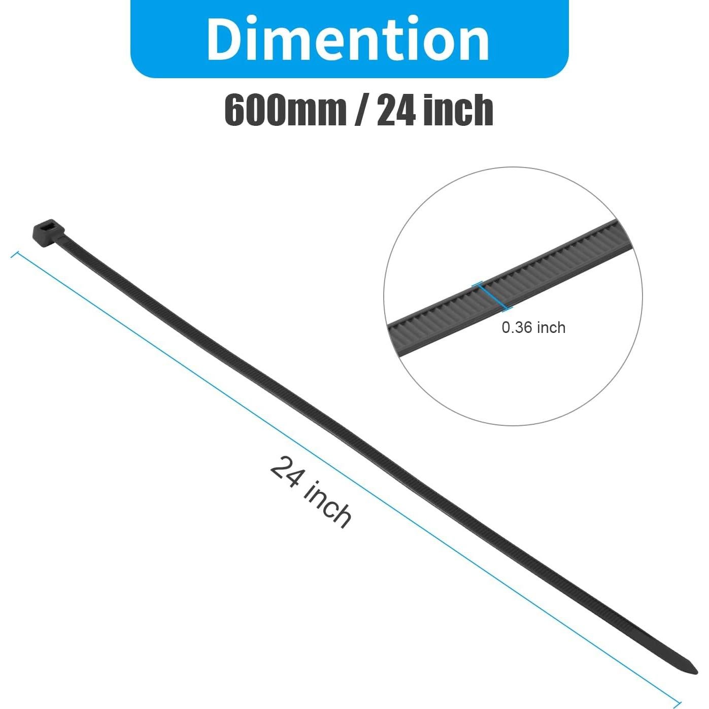 Cintas de Cierre XINGO 61 cm Negras Alta Resistencia 100 PCS