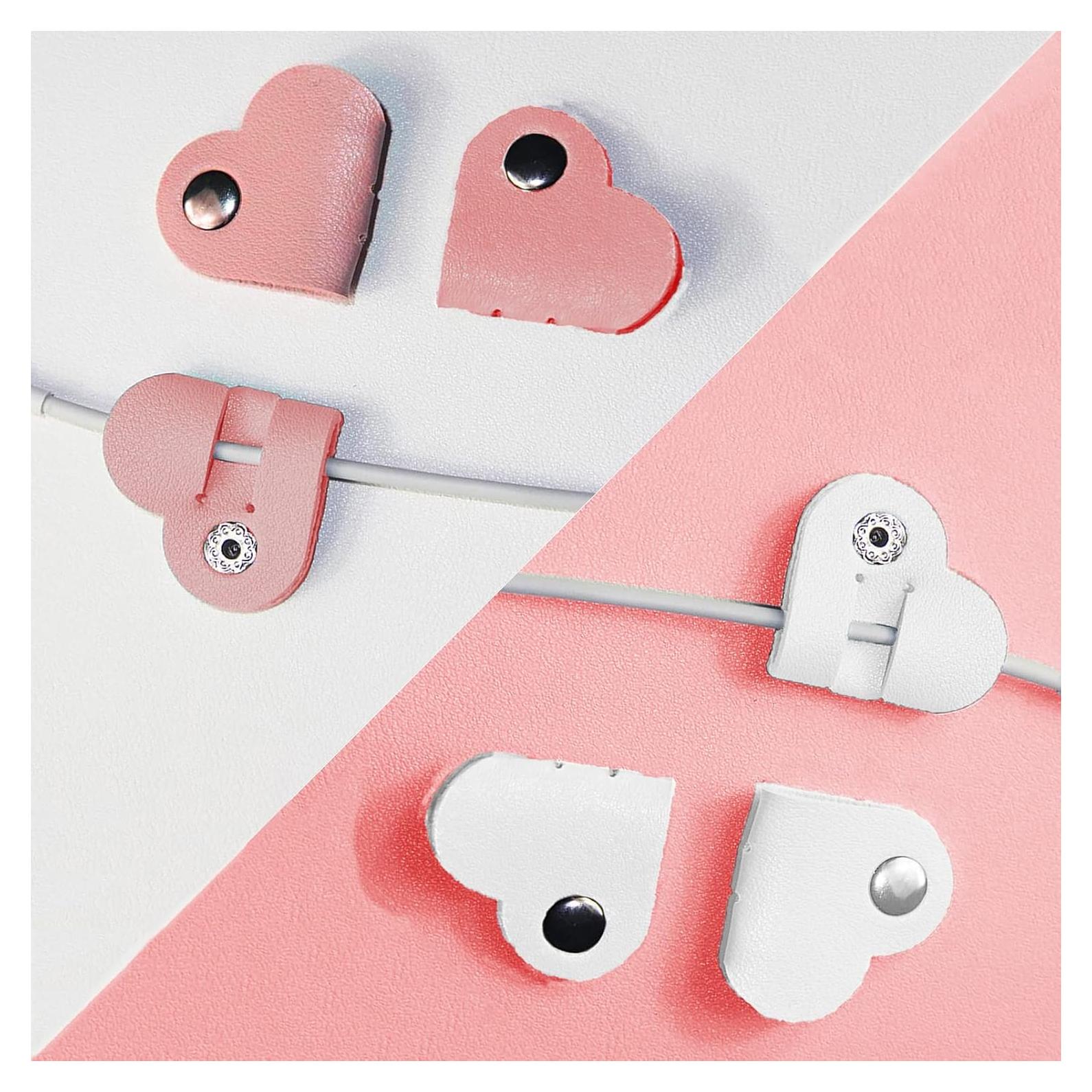 Organizador de Cables YESKIND 6PCS Cuero PU Rosa y Blanco