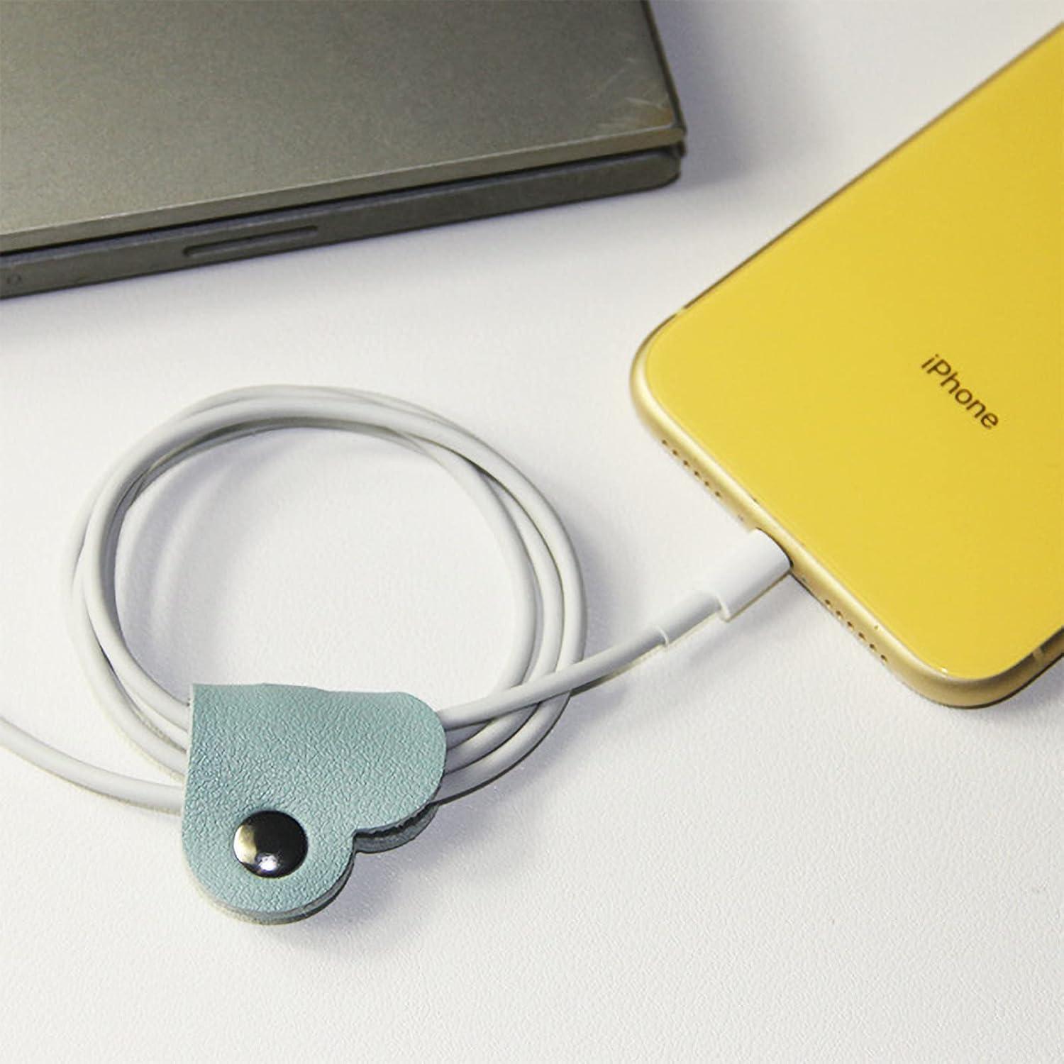 Organizador de Cables YESKIND 6PCS Cuero PU Rosa y Blanco