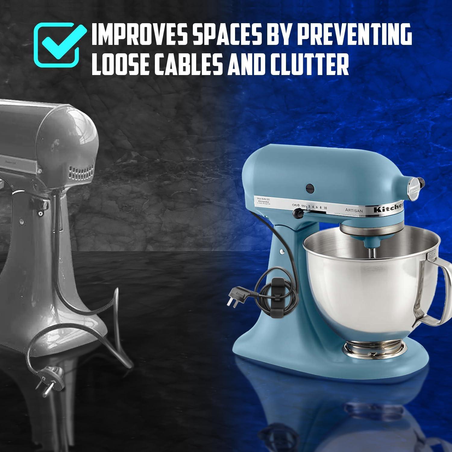 Cord Organizer for Kitchen Appliances - Upgraded Adhesive Cord Winder Wrapper Holder Cable Organizer for Small Home Appliances Cord Keeper on Stand Mixer,Blender,Coffee Maker,Pressure Cooker (Clear)