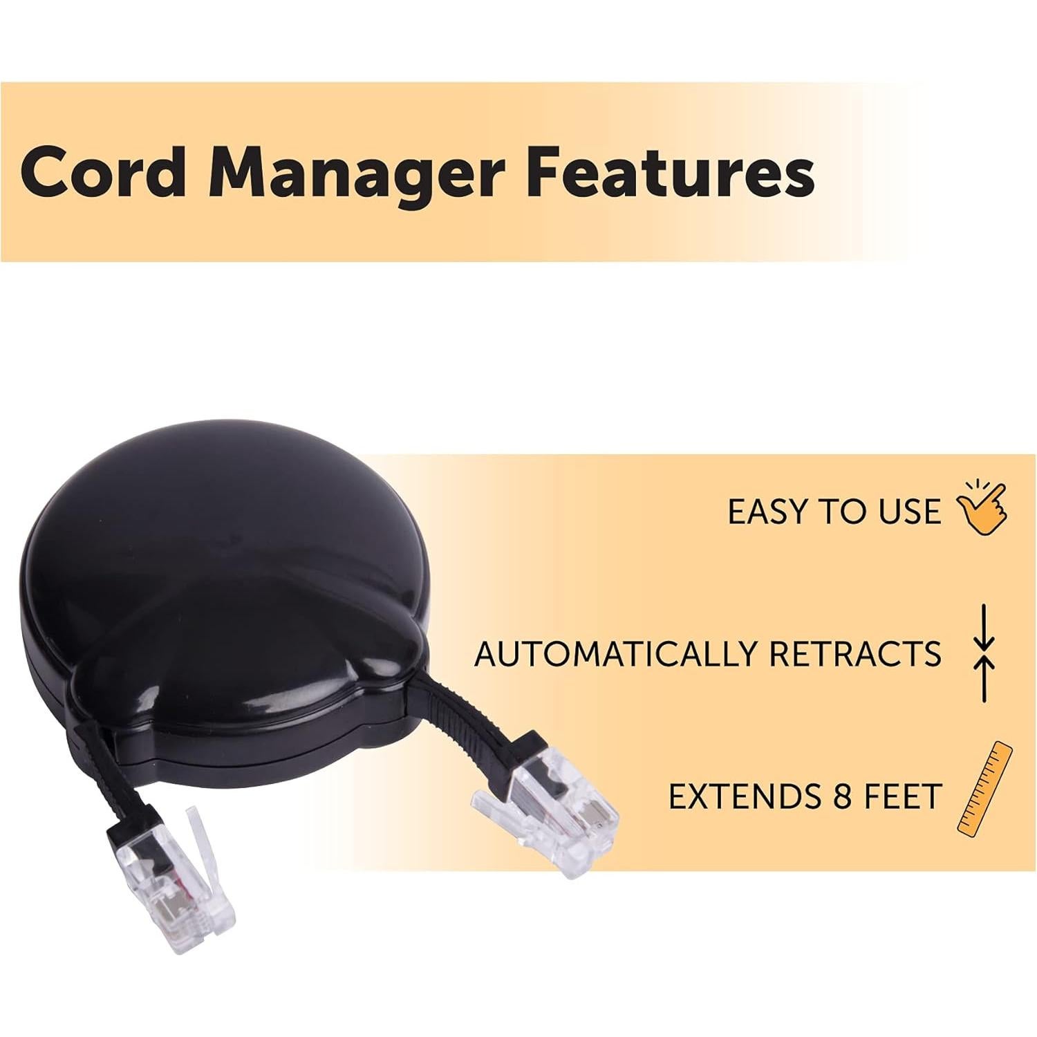 Gestor de Cables Retráctil Softalk Negro 2.44m para Oficina