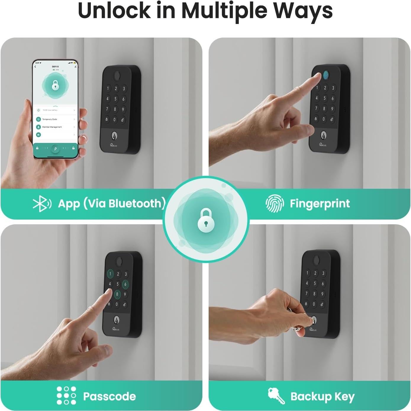 Cerradura Inteligente TREATLIFE WiFi Bluetooth con Teclado y Huella