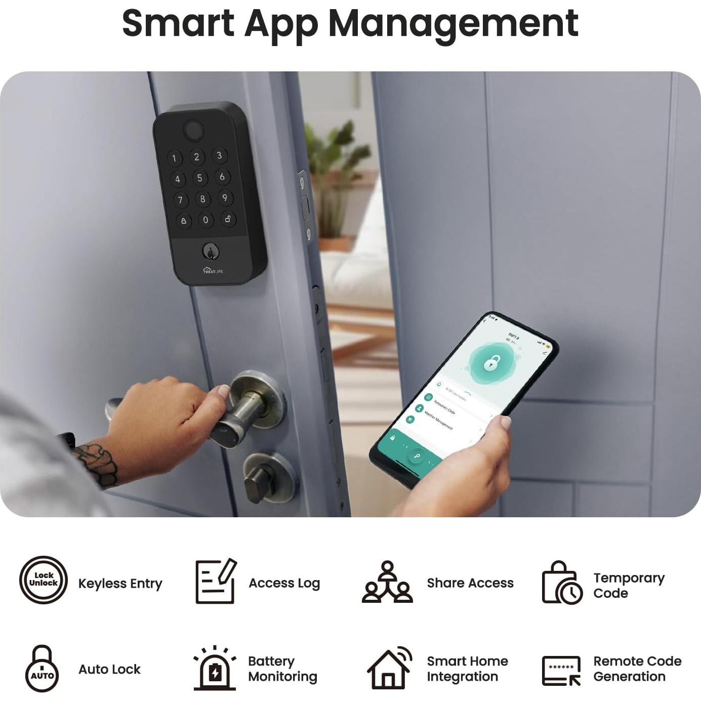 Cerradura Inteligente TREATLIFE WiFi Bluetooth con Teclado y Huella